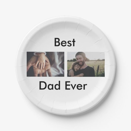 最高のパパは常に幸せな父の日あなたの写真を追加 ペーパープレート (正面)