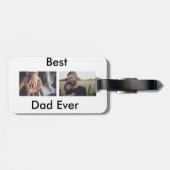 最高のパパは常に幸せな父の日あなたの写真を追加 ラゲッジタグ (裏面横)