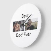 最高のパパは常に幸せな父の日あなたの写真を追加 ラージ壁時計 (傾斜)