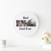 最高のパパは常に幸せな父の日あなたの写真を追加 ラージ壁時計 (ホーム)