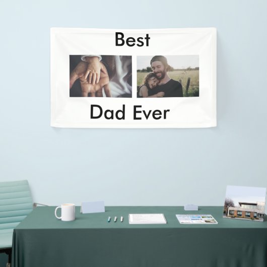 最高のパパは常に幸せな父の日あなたの写真を追加 横断幕 (トレードショー)