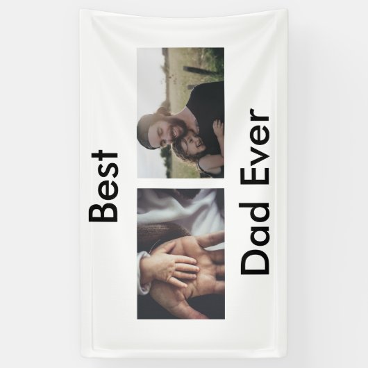 最高のパパは常に幸せな父の日あなたの写真を追加 横断幕 (縦)