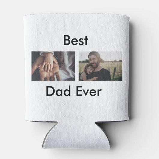 最高のパパは常に幸せな父の日あなたの写真を追加 缶クーラー (裏面)