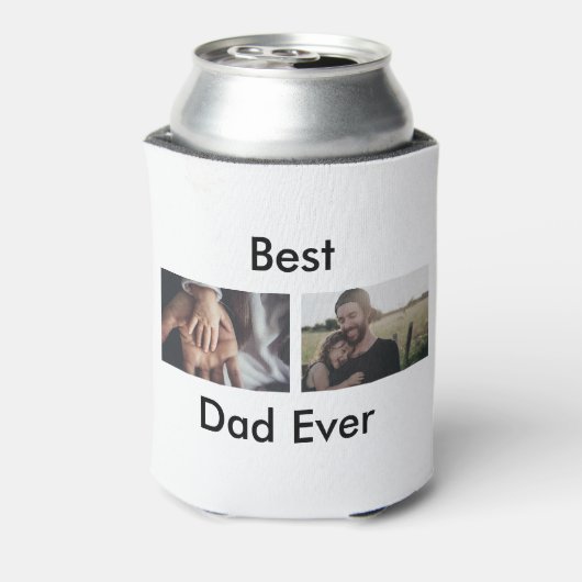 最高のパパは常に幸せな父の日あなたの写真を追加 缶クーラー (缶裏面)