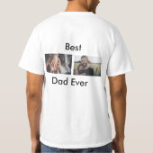 最高のパパは常に幸せな父の日あなたの写真を追加 Tシャツ (裏面)