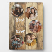 最高のパパは常に木製の背景の古い黄色 フォトプラーク (正面)