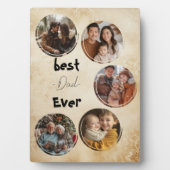 最高のパパは常に木製の背景の素朴な フォトプラーク (正面)