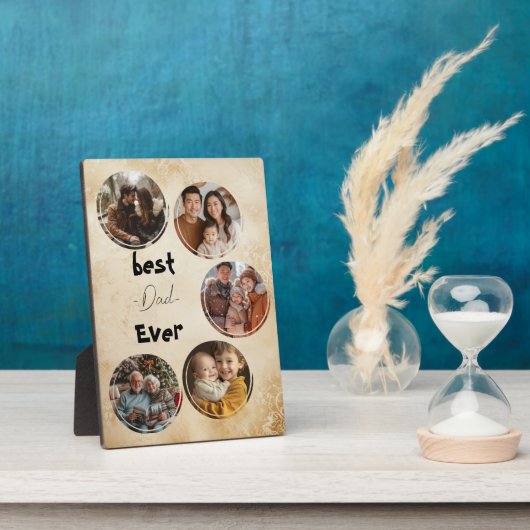 最高のパパは常に木製の背景の素朴な フォトプラーク (側面)