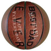 最高のパパは常に茶色の革のスタンプ父の日 バスケットボール (縦)