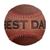 最高のパパは常に茶色の革のスタンプ父の日 野球ボール (正面)