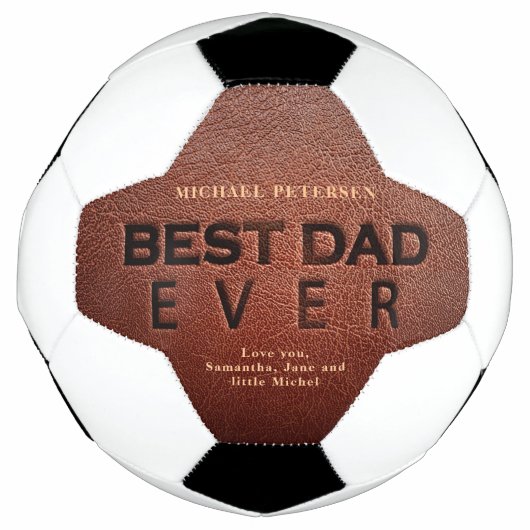 最高のパパは常に茶色の革の父の日はあなたを愛している サッカーボール (正面)