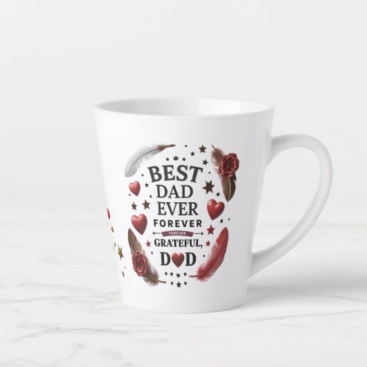 最高のパパは常に – 永遠に感謝，パパ カフェラテマグ (右)
