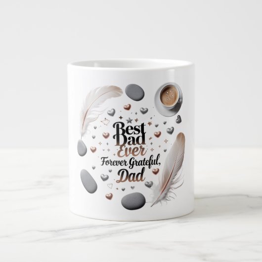 最高のパパは常に – 永遠に感謝，パパ ジャンボコーヒーマグカップ (正面)