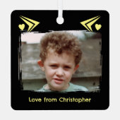 最高のパパは愛し続ける1フォトイエロー メタルオーナメント (裏面)