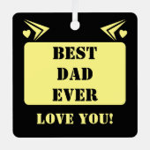 最高のパパは愛し続ける1フォトイエロー メタルオーナメント (正面)