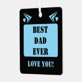 最高のパパは愛し続ける1フォトブルー メタルオーナメント (正面左)