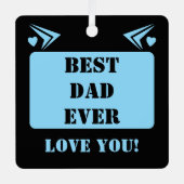 最高のパパは愛し続ける1フォトブルー メタルオーナメント (正面)