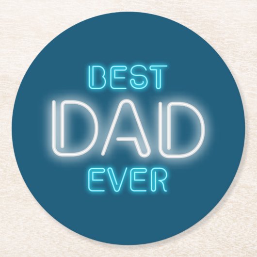 最高のパパは永遠に幸せな父の日 |コースター ラウンドペーパーコースター (正面)