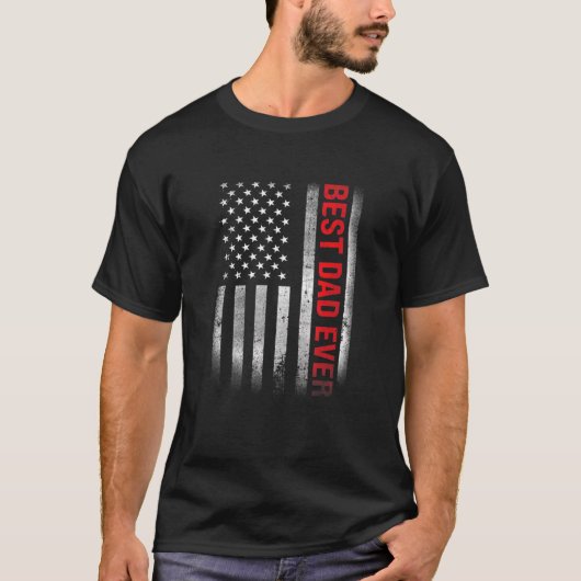 最高のパパは米国の旗ヴィンテージ父の日男性202 Tシャツ (正面)