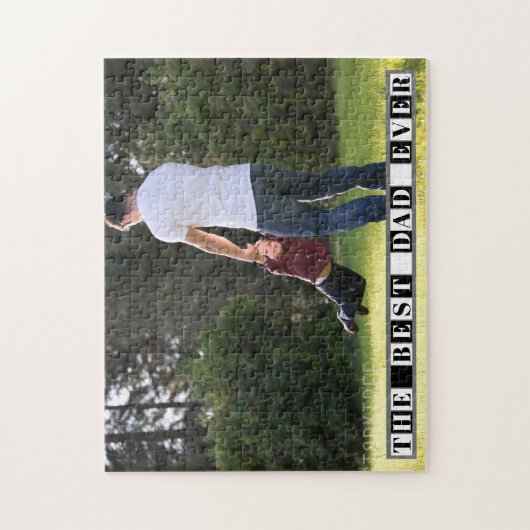 最高のパパは黒い白い父の日の写真 ジグソーパズル (縦)