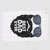 最高のパパひげひげ付きパパサングラスブラック ゴルフタオル (横)