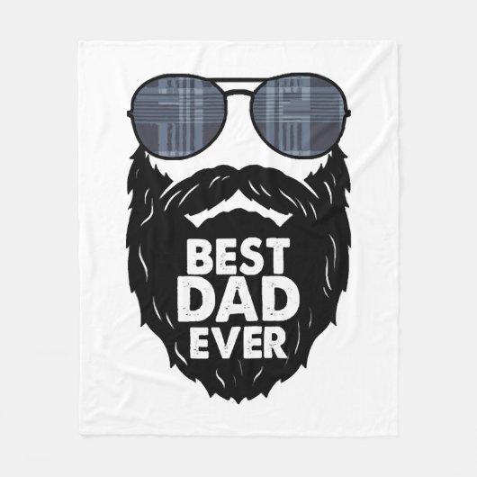 最高のパパひげひげ付きパパサングラスブラック フリースブランケット (正面)