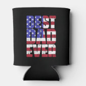 最高のパパイクールバーアメリカ国旗の父の日のパパ 缶クーラー (裏面)