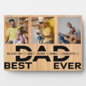 最高のパパエカスタムバー家族3写真コラージュ フォトプラーク (正面)