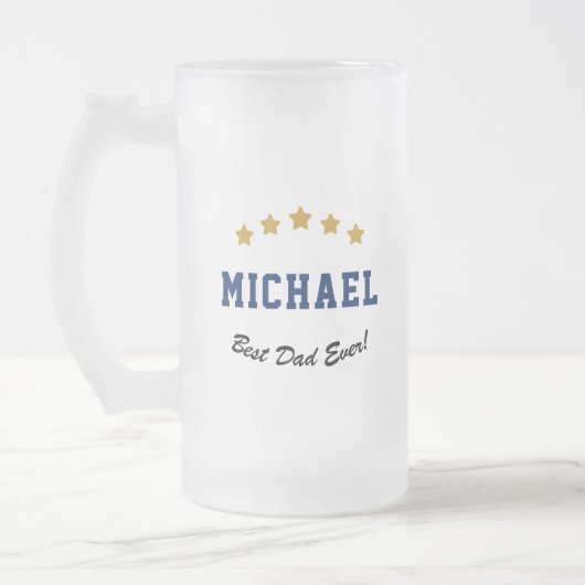 最高のパパエバカスタム文字金ゴールドスターズパーソナライズされた フロストグラスビールジョッキ (左)