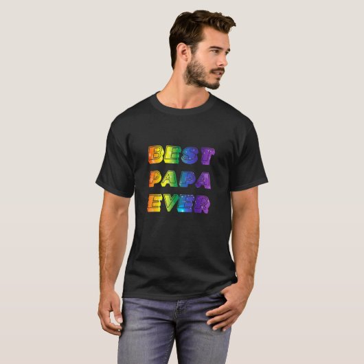 最高のパパエバゲイプライドLGBTQレインボー誇りを持ったパパパ Tシャツ (正面フル)