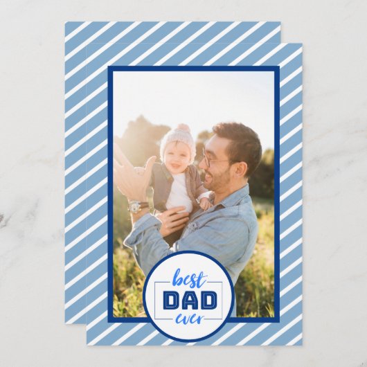 最高のパパエバストライプー青い写真お父さんの日 (正面/裏面)