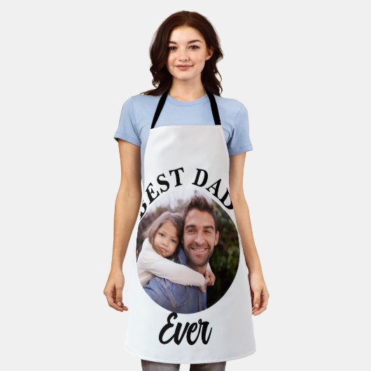 最高のパパエバパーソナライズされた写真テンプレート エプロン (着用した状態)