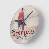 最高のパパエバモダンタイポグラフィの父の日の写真 ラウンド壁時計 (傾斜)