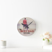 最高のパパエバモダンタイポグラフィの父の日の写真 ラウンド壁時計 (ホーム)
