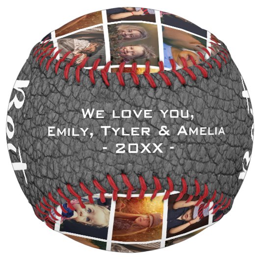 最高のパパエバーグレーレザープリント6フォトコラージュ ソフトボール (裏面)