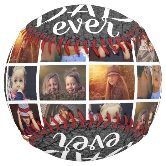 最高のパパエバーグレーレザープリント6フォトコラージュ ソフトボール (正面)