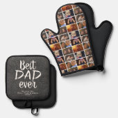 最高のパパエバーグレーレザープリント6フォトコラージュ 鍋つかみ&鍋敷きセット (正面/裏面)
