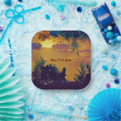 最高のパパエバーサンライズシーナリー抽象芸術アート ペーパープレート (パーティー)