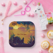 最高のパパエバーサンライズシーナリー抽象芸術アート ペーパープレート (パーティー)