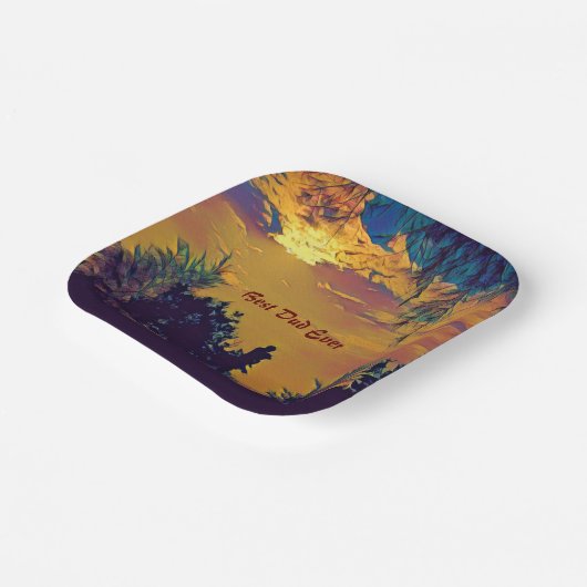 最高のパパエバーサンライズシーナリー抽象芸術アート ペーパープレート (傾斜あり)