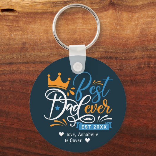 最高のパパエバータイポグラフィキーチェーン キーホルダー (正面)