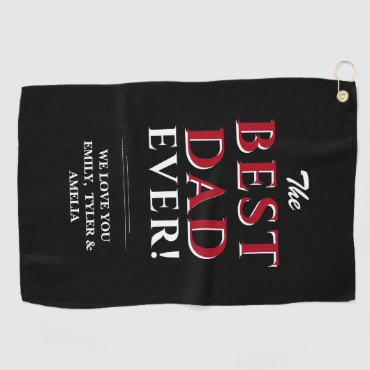 最高のパパエバータイポグラフィブラックファーザーズデイ ゴルフタオル (横)