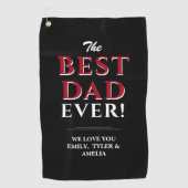 最高のパパエバータイポグラフィブラックファーザーズデイ ゴルフタオル (正面)