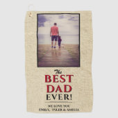 最高のパパエバータイポグラフィ素朴ベージュ写真 ゴルフタオル (正面)