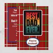 最高のパパエバーチェックプレイドバースデーパーティーイベント 招待状 (正面/裏面)