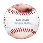 最高のパパエバーティール（緑がかった色）タイポグラフィホワイトウッド素朴 野球ボール (裏面)