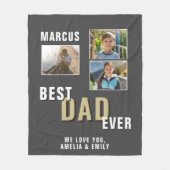 最高のパパエバートレンディー父の日3写真 フリースブランケット (正面)