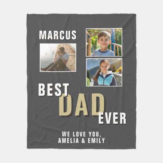 最高のパパエバートレンディー父の日3写真 フリースブランケット (正面)