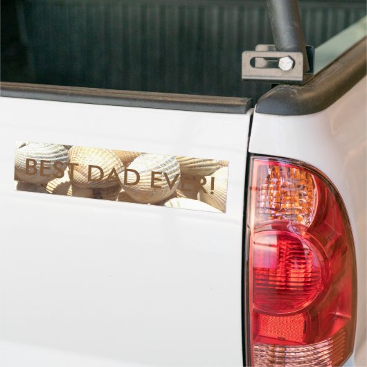 最高のパパエバーハッピーファーザーズデイシーシェルビーチ バンパーステッカー (トラック上)