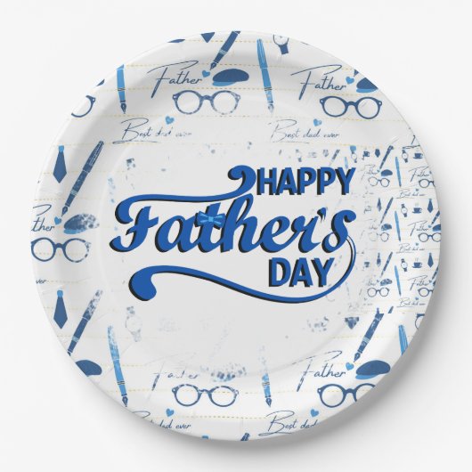 最高のパパエバーハッピー父の日紙プレート ペーパープレート (正面)